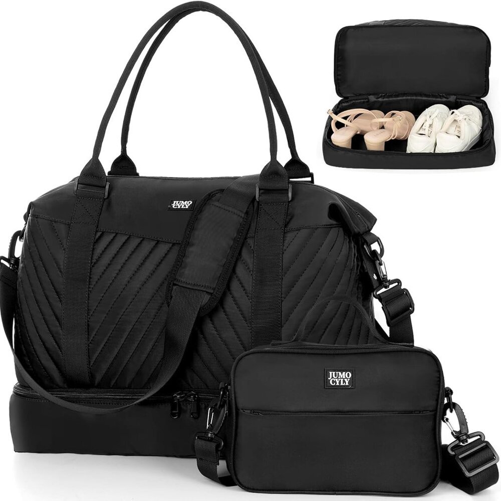 Travel Duffle Bag,Weekender Bags for Women,Gym Bag with Shoe Compartment,Overnig